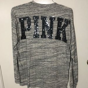 Victoria Secret Pink Sequins Back Long Sleeve Logo